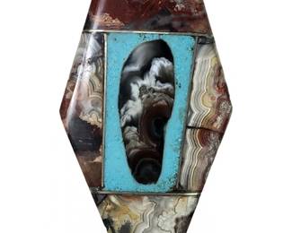 Unique Intarsia Turquoise Laguna Agate Stone
