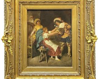 Signed M. LeRoy Antique Oil on Panel
