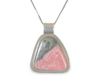 Awesome Sterling Silver Rhodonite Pendant Necklace

