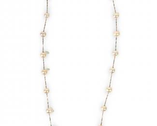 Stunning 14Kt Rose Gold Pearl Station Necklace
