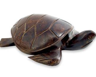 Hand Carved Polished Wooden Turtle
