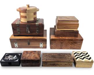 (10) Assorted Wood Inlay Storage Boxes
