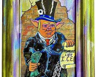 Signed Rotten Russ “Pork Barrel Politics" Canvas
