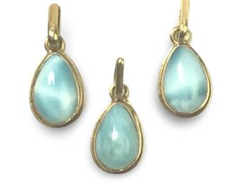 (3) 14Kt Yellow Gold Larimar Pendants
