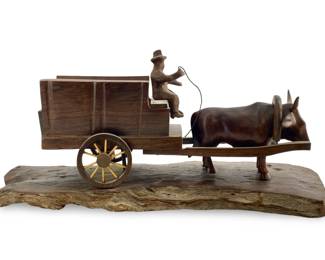 Hand Carved Wooden Bullock Cart
