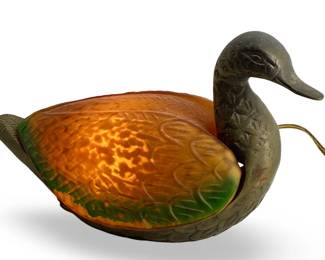 Vintage Chinese Cast Iron Duck Lamp
