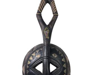 African Hand Carved Wood Fish Bead Tribal Mask
