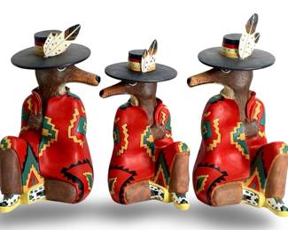 3pc Robert Shields Trickster Coyote Sculptures
