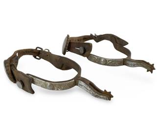 Vintage Leather and Metal Cowboy Boot Spurs
