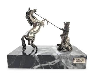 Fisher Sterling Spain Horse on Marble Figure
