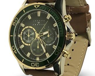 Joseph Abboud Green Dial Leather Band Men’s Watch
