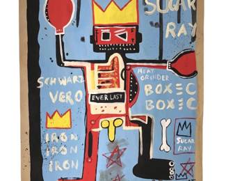 Signed Attributed Jean-Michel Basquiat Mixed Media
