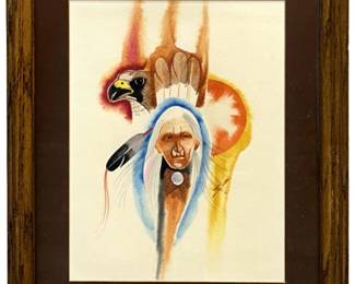 Signed Amil Pedro Native American Mixed Media
