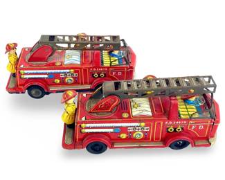 2pc Tin Cragstan Fire Engine Trucks
