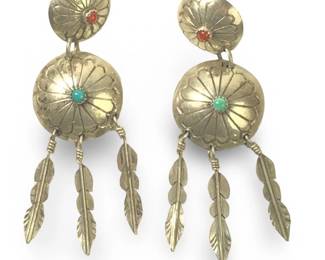 Pair Native American Silver Dream Catcher Earrings
