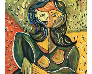 Signed Attributed Picasso Gouache Painting
