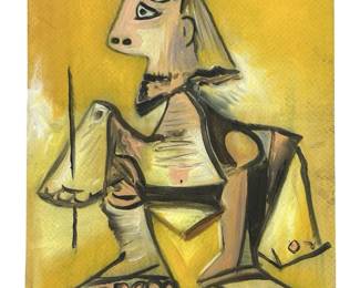 Signed Attributed Picasso Gouache Painting
