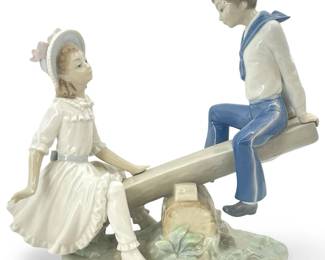Lladro Porcelain ‘See-Saw' Sailor Boy and Girl
