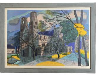 Signed George Lambert “Jumieges" Lithograph
