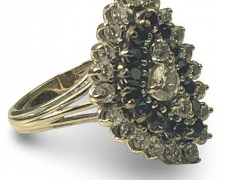 14Kt White Gold Diamond Genuine Blue Sapphire Ring
