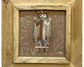 Signed Mitchell Native American Sand Painting
