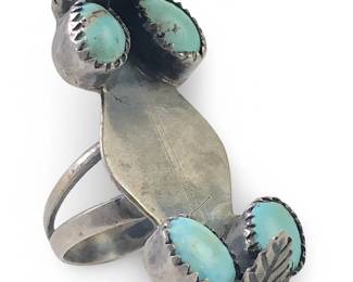 Detailed Native American Turquoise Leaf Ring
