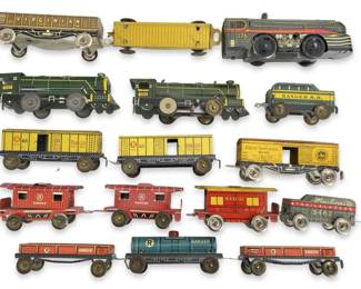 15pc Vintage Marx Tin Train Cars
