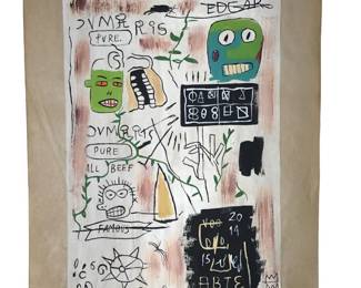 Signed Attributed Jean-Michel Basquiat Mixed Media
