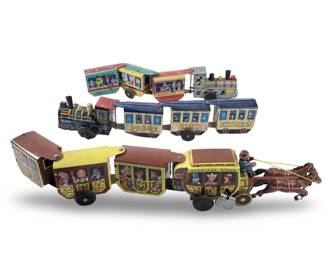 (3) Vintage Marx Linemar Tin Litho Windup Express
