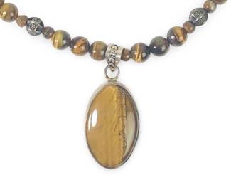 Terrific Tiger’s Eye Bead Pendant Necklace
