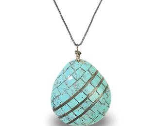 Native American Sterling Turquoise Inlay Shell
