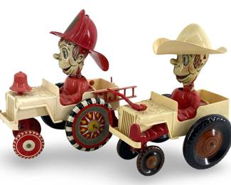 Vintage Marx Wind-up Tin Cowboy Cars
