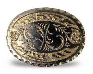 Chambers Belt Co. Tooled Western Belt Buckle
