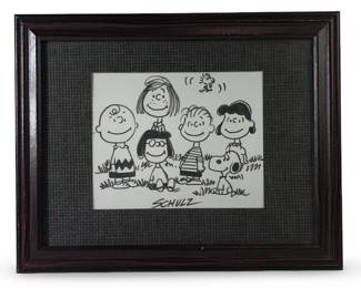 Signed Schulz Peanuts Ink Illustration Drawing
