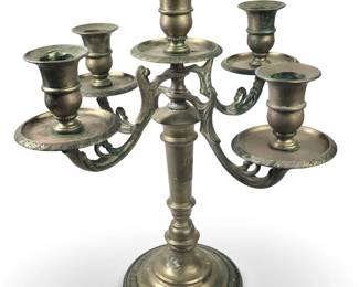 Vintage Art Nouveau 5 Arm Brass Candelabra
