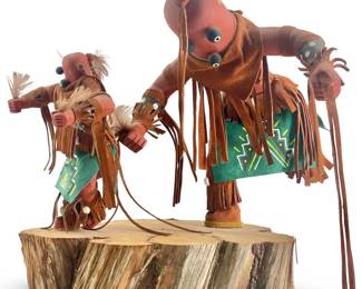 Native American Wooden Kachina Parent and Child
