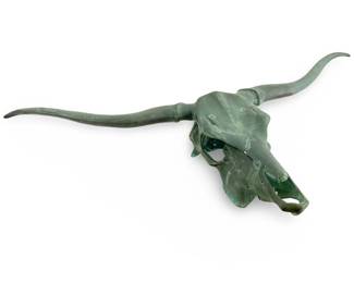 Vintage Brass Longhorn Skull Wall Decoration
