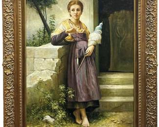 Vintage Signed Karl Vandenberg After Adolphe Bouguereau Oil on Canvas
