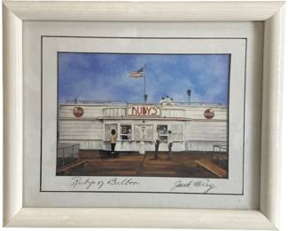 Signed "Ruby's of Balboa" by the artist Jack Terry
