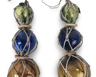 (2pc) Vintage Glass Fisherman Ball Net Buoys
