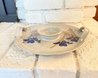 12 HandmadePotteryChipDipPlatterSigned