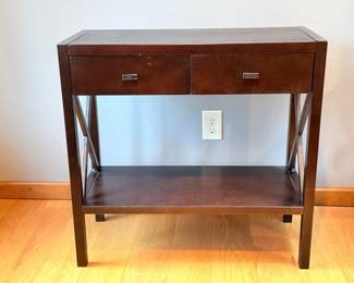 25 WoodConsoleTablewBottomShelfDrawers