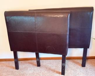 82 BrownFauxLeatherTwinBedHeadboards