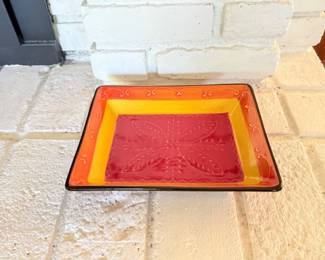 79 CrateBarrelGlazedTerraCottaSquareDish