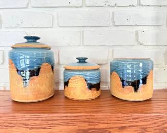 60 CeramicStonewareCanistersSetSigned