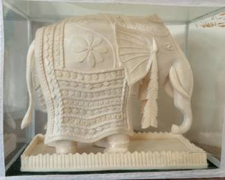 Carved Decorative Elephant Sculpture in 7”
Tall Display Case 