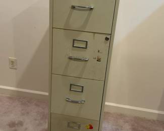 Beige 4-Drawer Metal Filing Cabinet with Chrome Handles