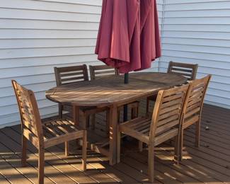 Outdoor Wood Folding Dining Table with Chairs