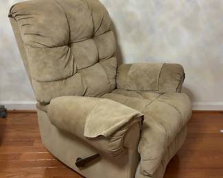 Plush Beige Rocking Recliner Chair
