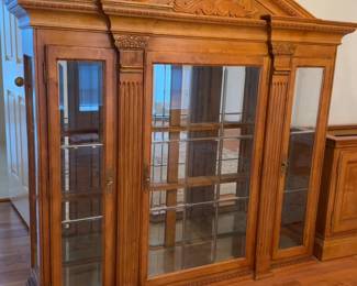 Wooden China Cabinet with Glass Display - 7’3” x 5’2” x 16”
